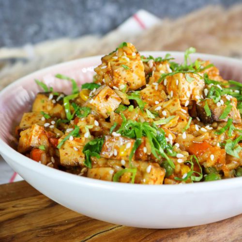 Easy Vegan Tofu Fried Rice - Best Vegan Recipe For Dinner - Lunch - Side Dish