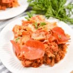 Pepperoni Pizza Pasta Crockpot Casserole - Easy Pasta Meal Recipe - Dinner - Lunch - Party Food